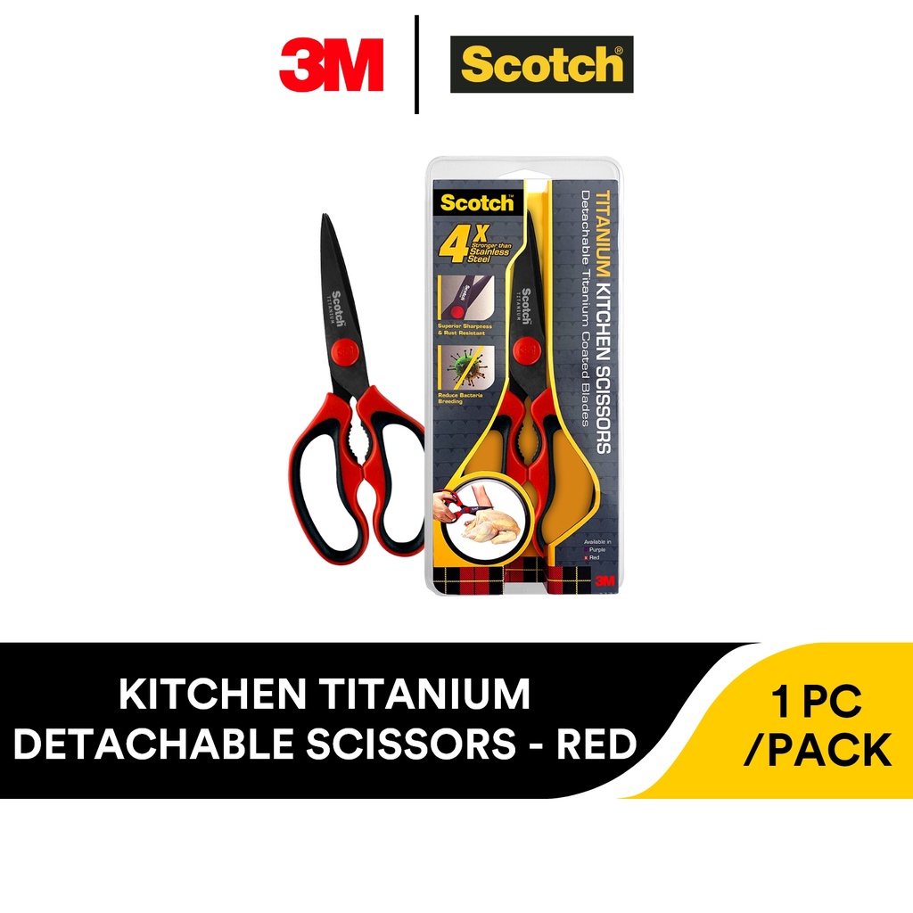 3M Scotch Titanium Kitchen Scissors Detachable KSDTR Red / KSDT