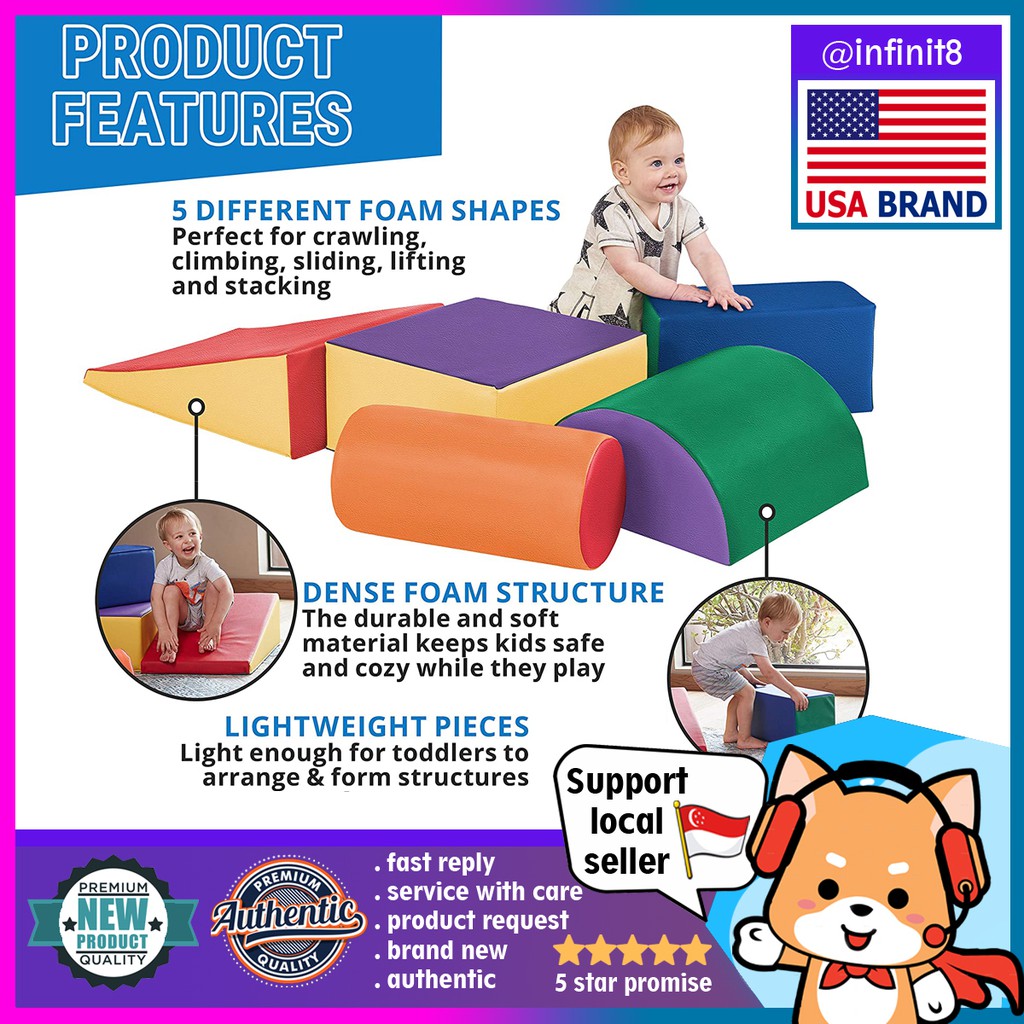 sg stock] SoftZone Climb & Crawl Foam Play Set 4 Toddlers Preschoolers Soft Crawling  Climbing Block Baby gym sofscape | Shopee Singapore