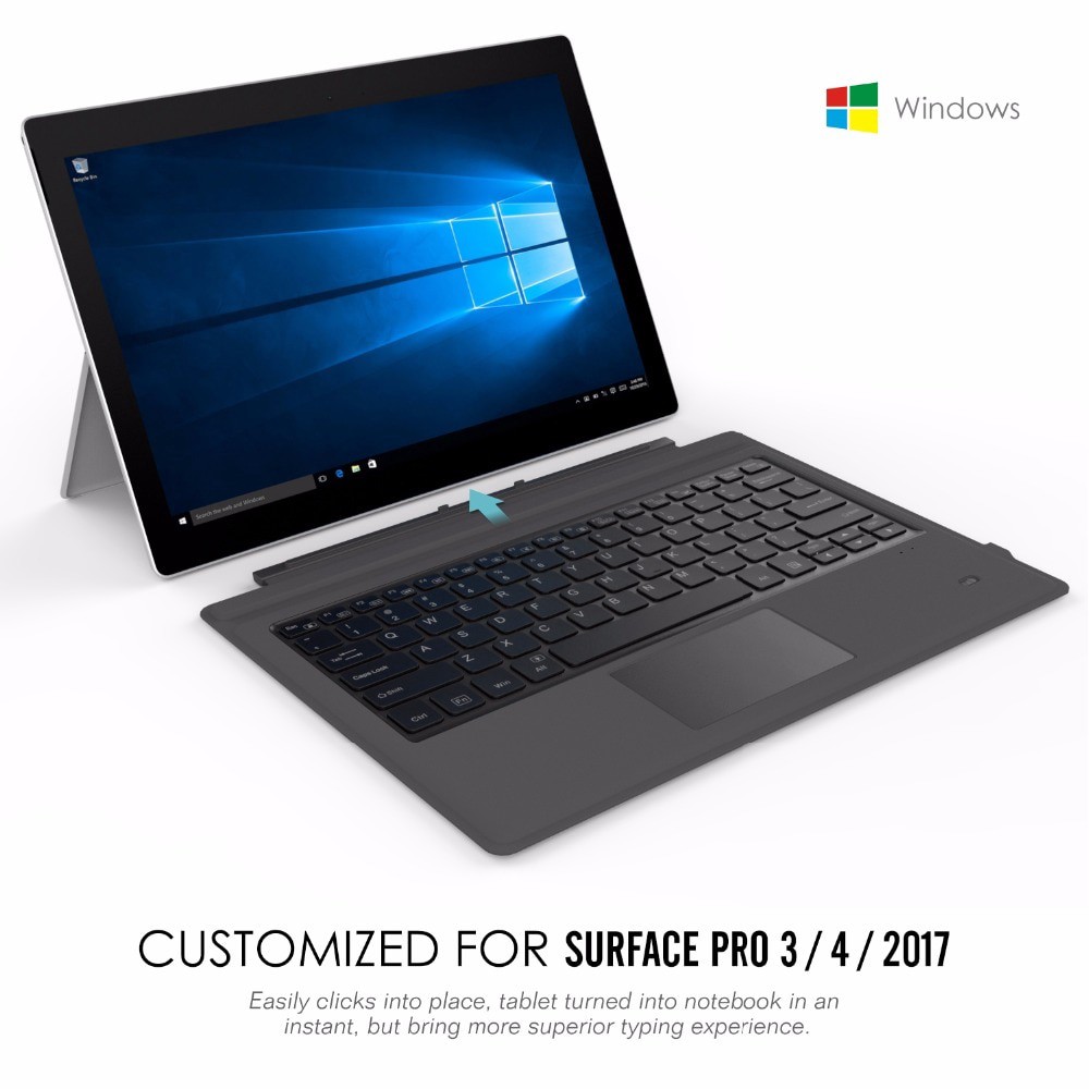 Type Cover For Microsoft Surface Pro 6 5 Pro 17 4 3 Ultra Slim Wireless Bluetooth Keyboard W Trackpad 7 Color Led Shopee Singapore
