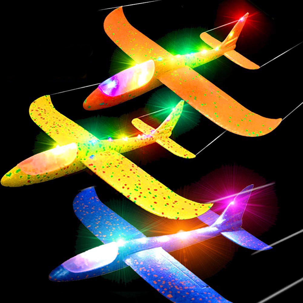 LED Light Up Throwing Airplane Game, Outdoor Sports Toys Kids Foam Plane,Gliders, Aircraft