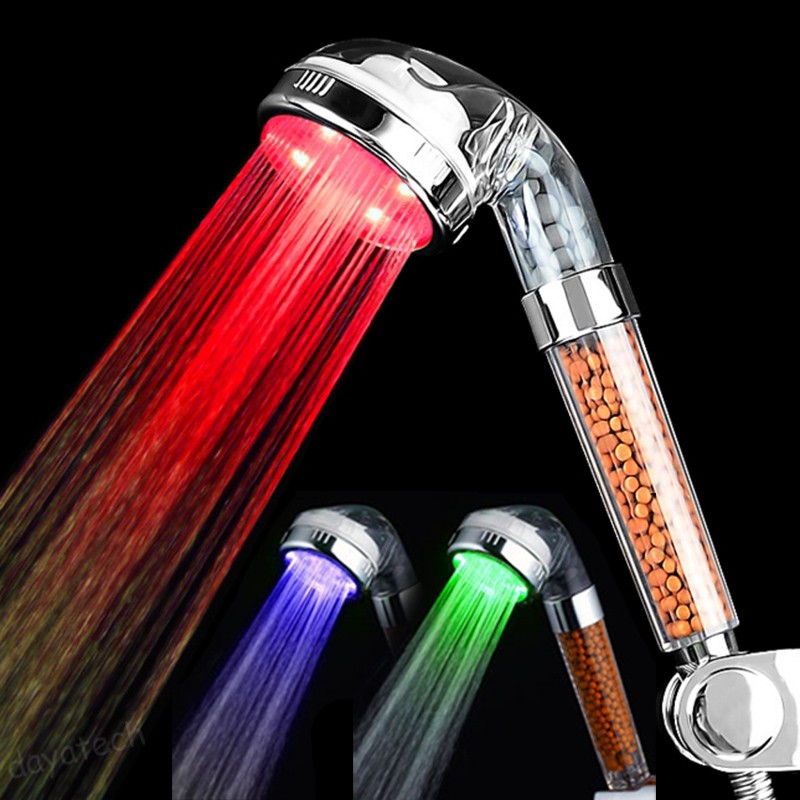 Rainbow High Pressure Shower Head Colorful LED Light No Need Battery