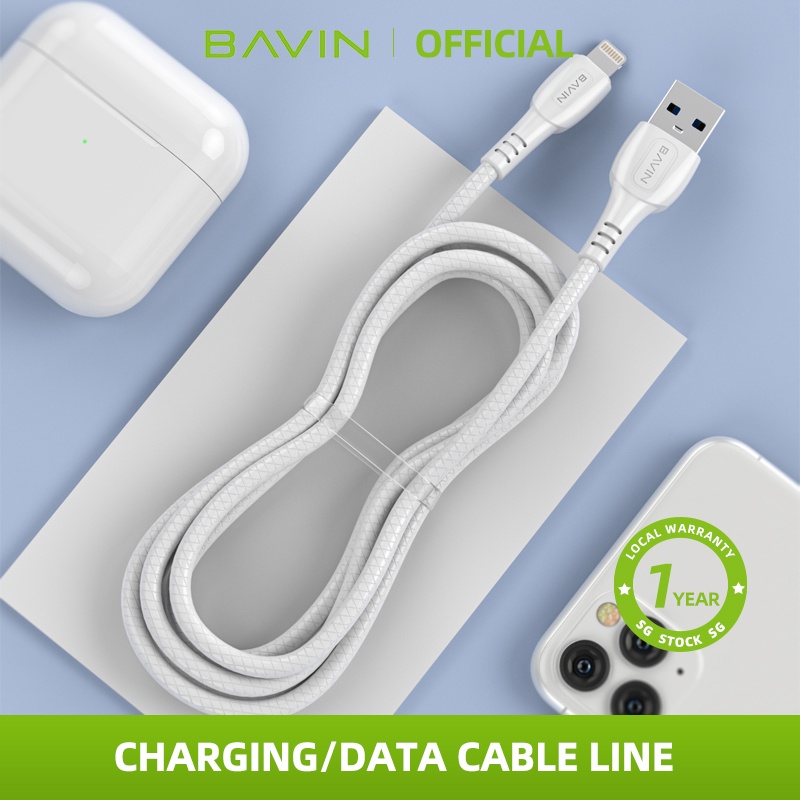 [SG Stock]Bavin Fast Charging Cable Line Quick Data Type C Cable Charger for IP 1 Year Warranty