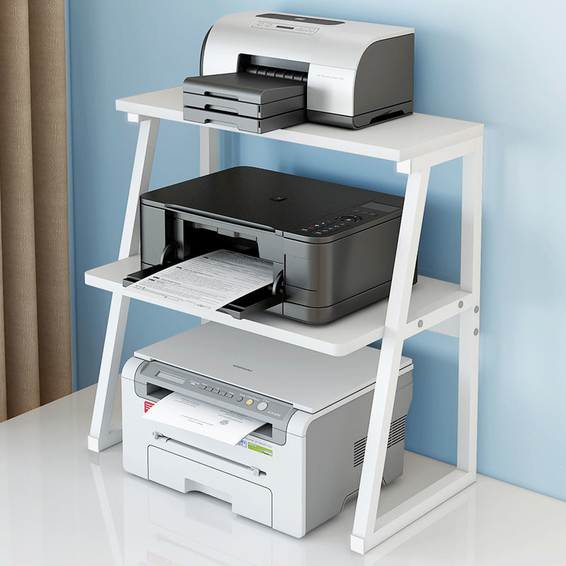 Tabletop printer rack, spacesaving elevated shelf, shelf, multilayer