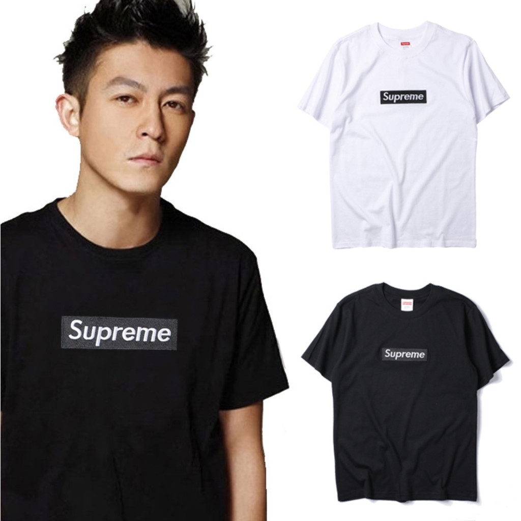 red and black supreme shirt