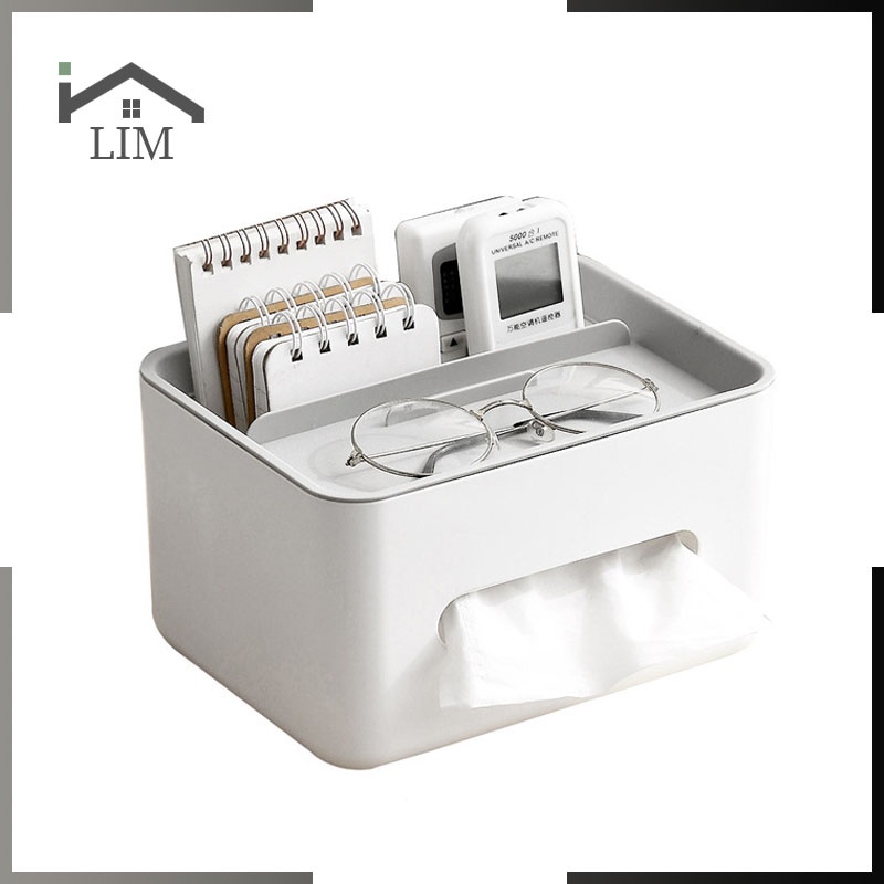 Tissues Paper Box Desktop Tissue Box Storage Organizer Remote Control