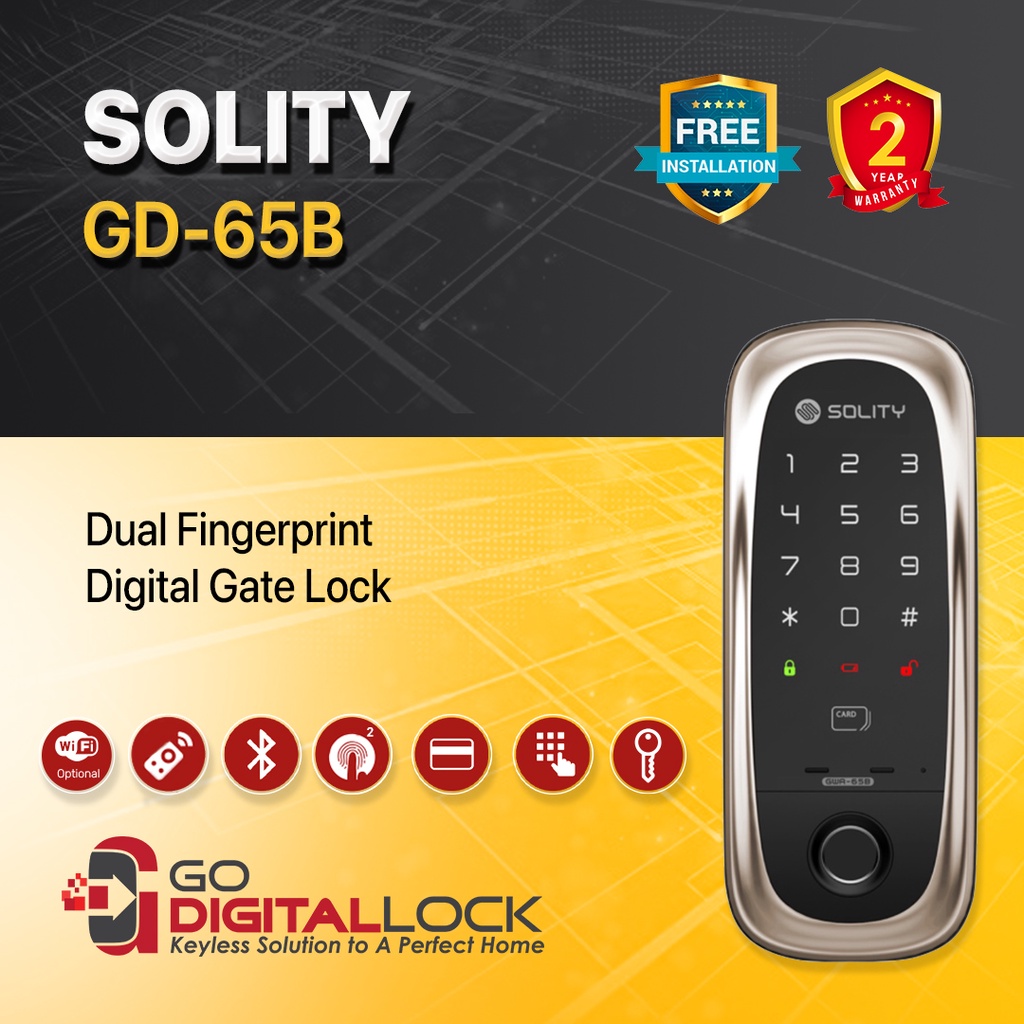 Solity GD65B Dual Fingerprint Digital Gate Lock Brand from Korea