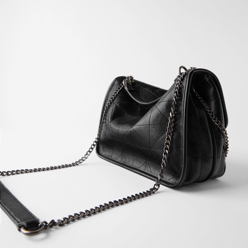 zara black bag with chain