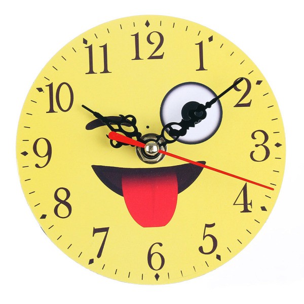 Stylish Funny Desk Slient Emoji Emoticon Clock Bell Round Digital