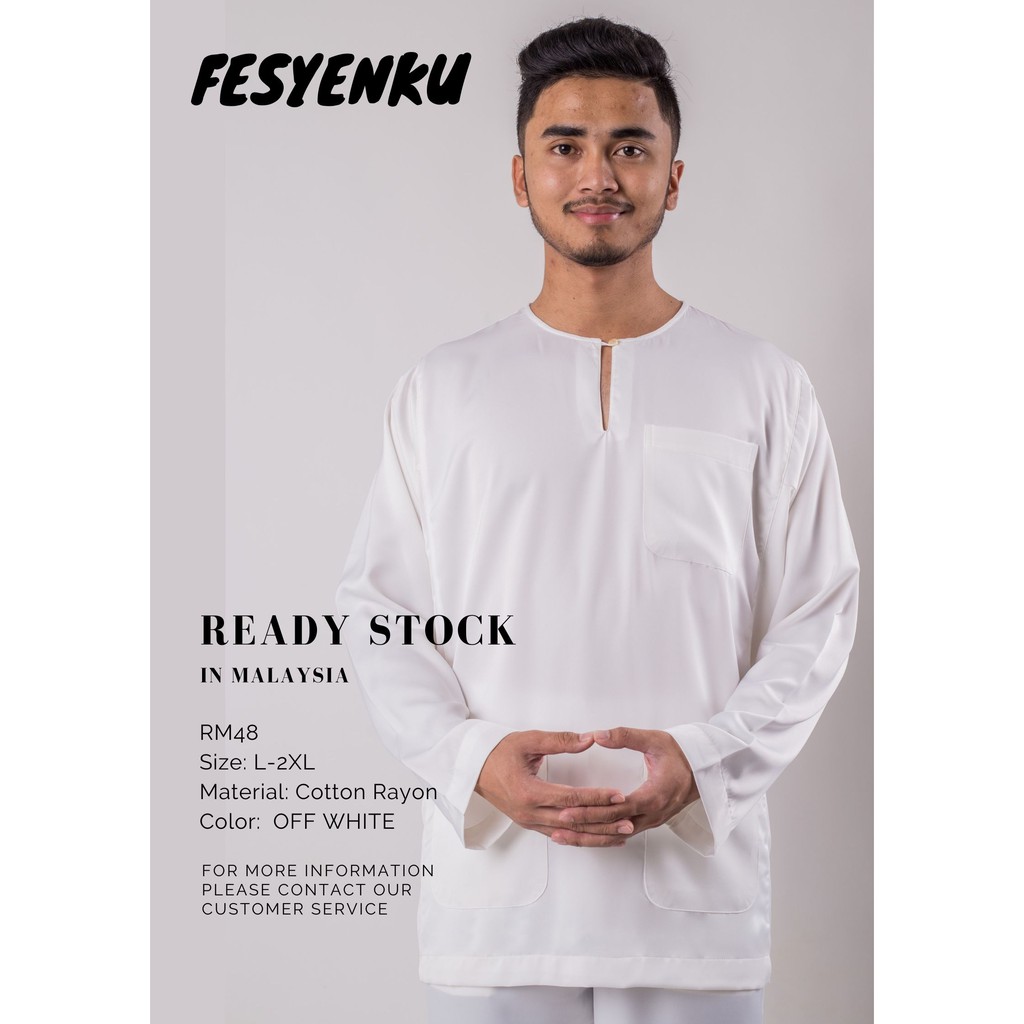 Melayu Clothes Johor Cotton Rayon Off White Shoulder Clothes Only Size L 2xl Shopee Singapore