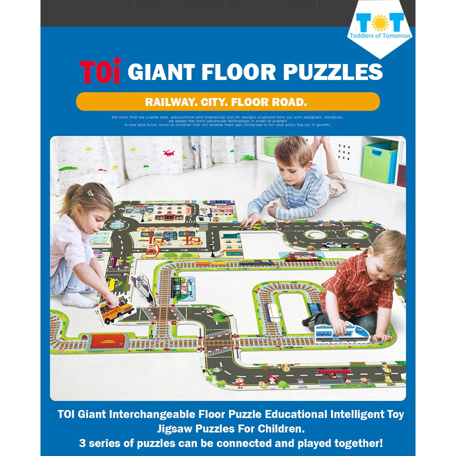 Toi Giant Floor Jigsaw Puzzles For Kids 36 40pcs Railway Roads