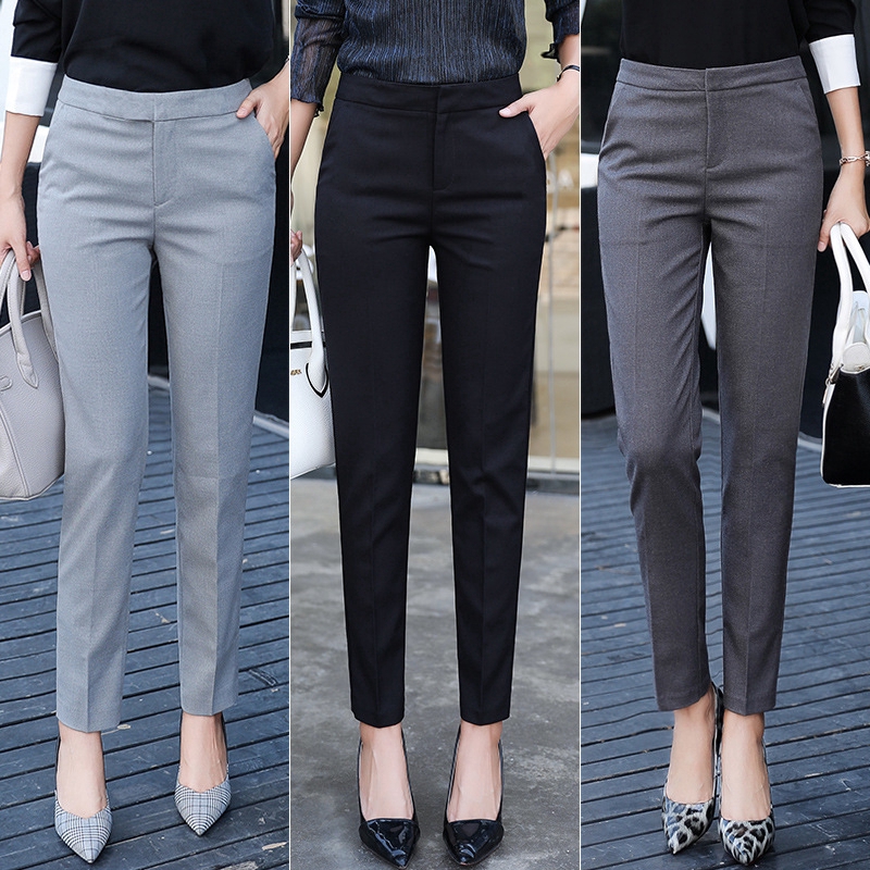 Women's suit pants Korean fashion straight casual pants | Shopee Singapore