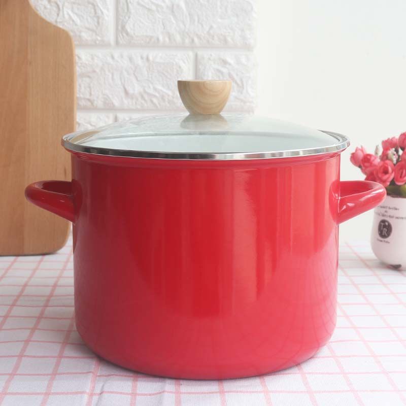 Enamel Enamel Soup Pot Large Stew Pot Instant Noodle Pot Flat Hot Pot