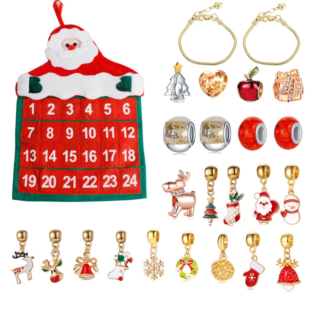 24 Days Countdown Christmas Advent Calendar Diy Bracelets Fashion Charm