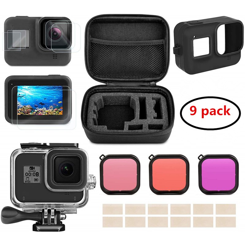 Gopro Hero 8 Accessories Case Waterproof Case Tempered Glass