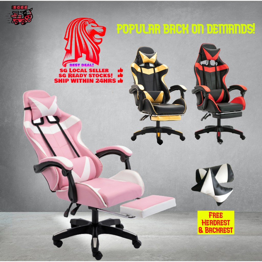 Ready Stock Free Delivery Adjustable Ergonomic Gaming Chair With Leg Rest Nylon Feet Premium Pu Leather Office Boss Shopee Singapore