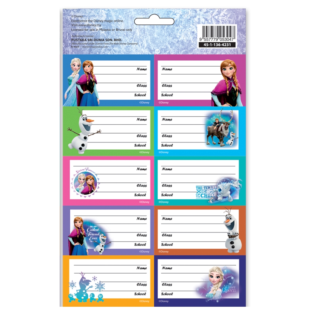 Disney Frozen 10 Bubble School Book Labels Adhesive Stickers Kinder for sale online