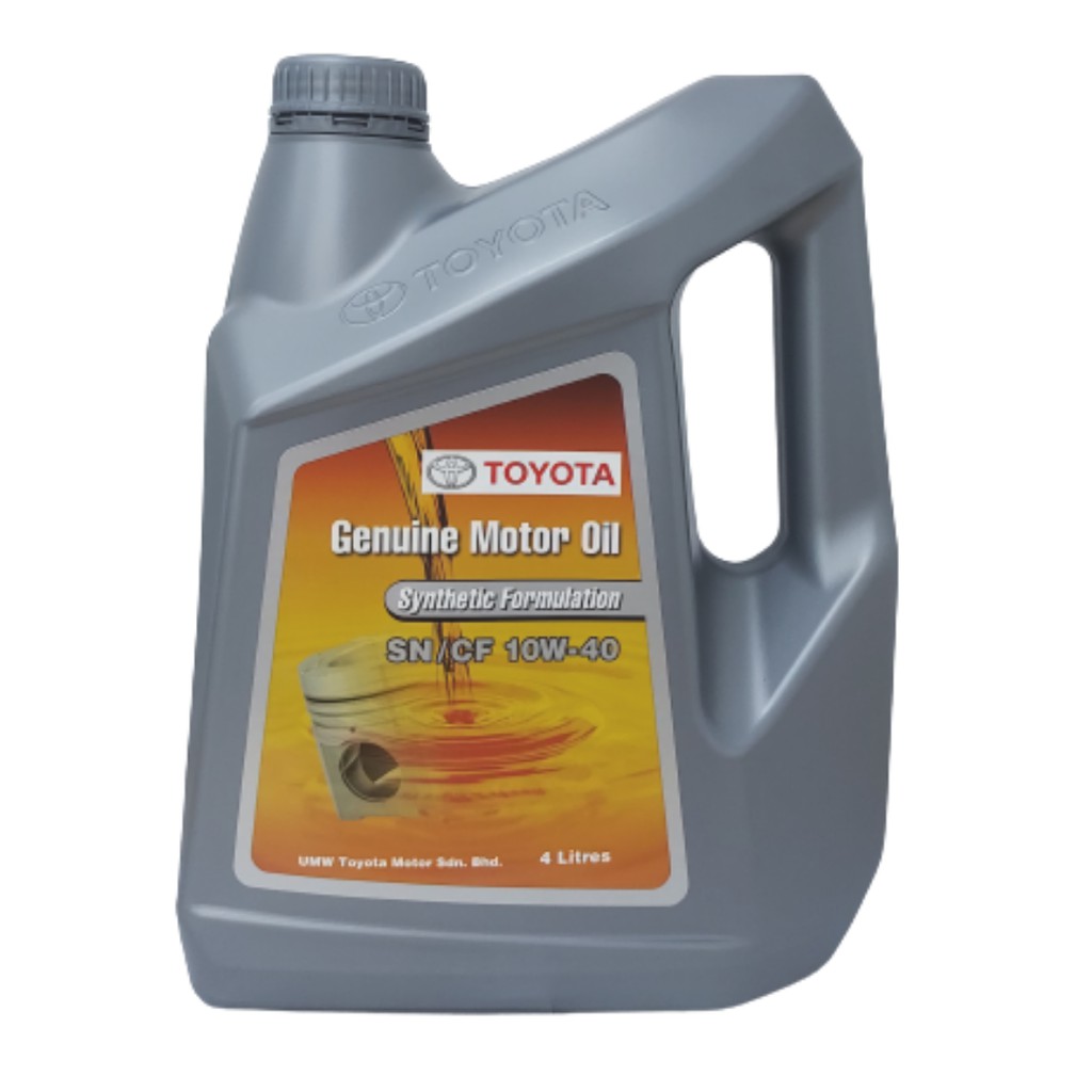 100 Original Toyota Engine Oil Sn Cf 10w 40 4liter Synthetic Formula Shopee Singapore