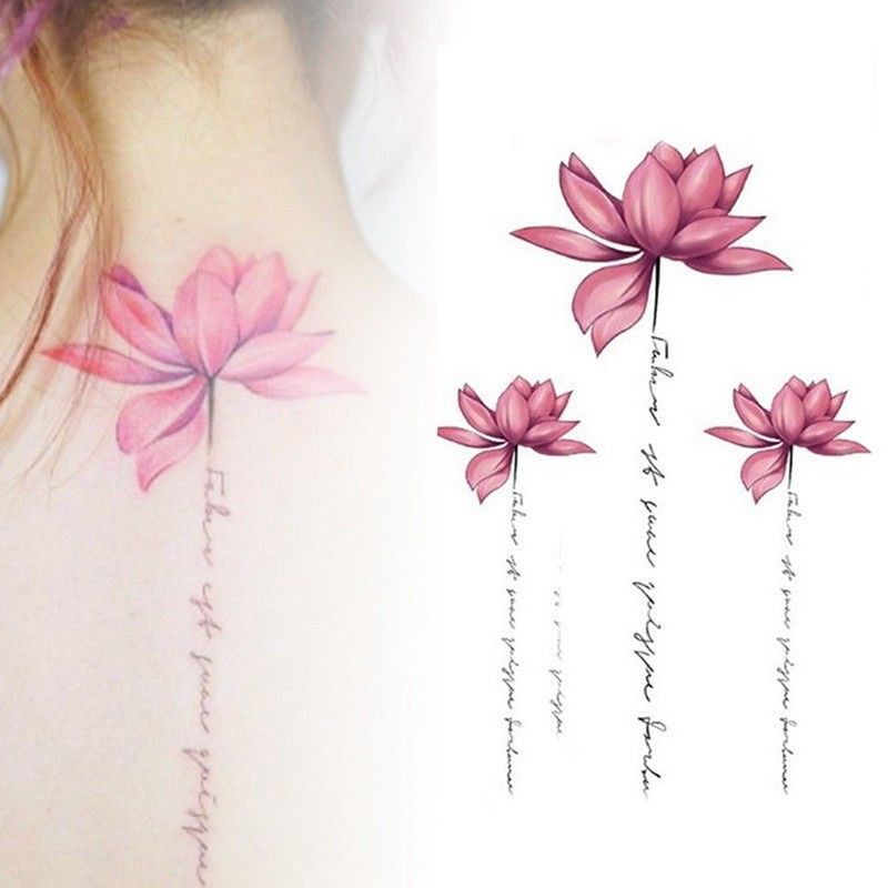 New Lotus Flower Temporary Tattoos Stickers Body Art 3D Lotus Tatoo  Waterproof | Shopee Singapore
