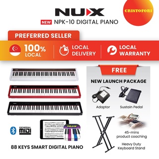 NUX NPK10 Digital Piano (with Sustain Pedal + Keyboard Stand Heavy Duty +  Power adaptor + Cleaning Cloth)2021 Model