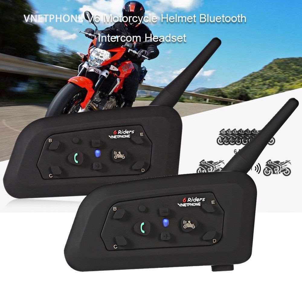 1200m Intercom Motorcycle V6 Bluetooth Helmet Headset 6 Riders Moto Interphone 