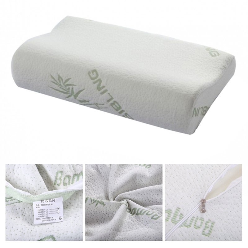 2PC Anti Bacterial Bamboo Memory Foam Pillow Orthopedic Firm Neck Back Support 