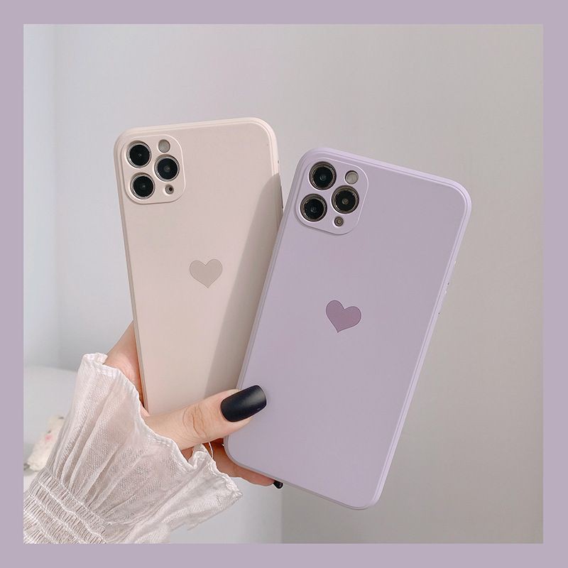 Iphone 11 Iphone 12 Phone Case Purple White Love Iphone Case Silicone Love Heart Shape Case Cute Phone Case可爱电话壳 Shopee Singapore