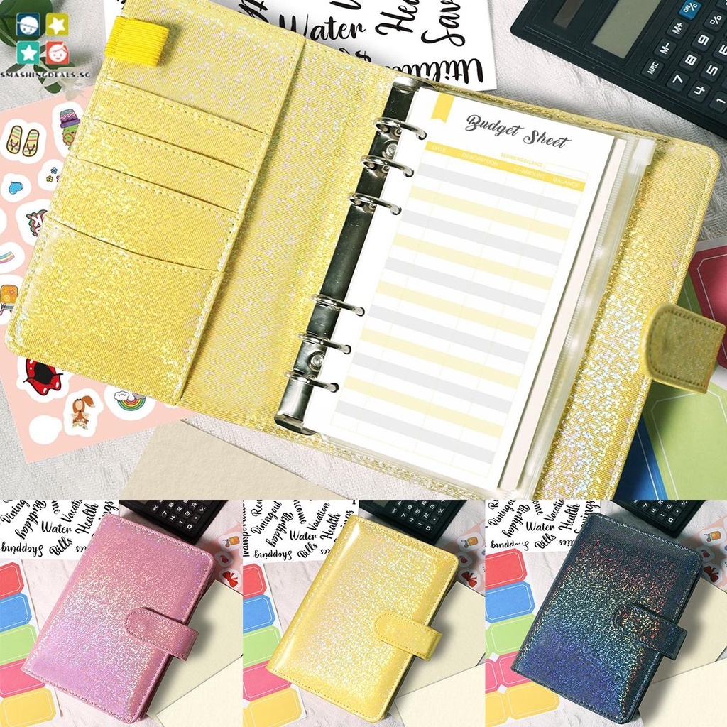 44pcs A6 Budget Binders Cash Envelopes for Budgeting Waterproof Shinny Budget Planner with Zipper BagsSHOPSBC3644