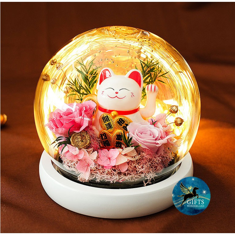 Local Stock Eternal Rose Preserved Flower Fortune Cat in ...