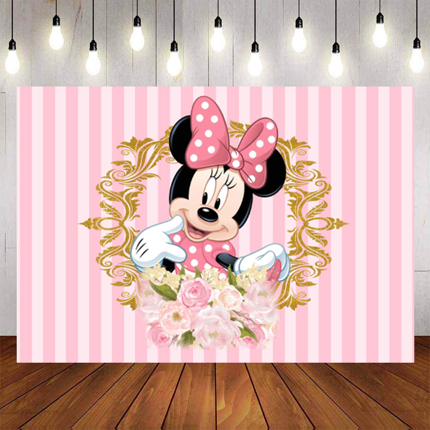 Disney Cute Minnie Mouse Backdrop For, Pink Minnie Mouse Shower Curtain Set Up