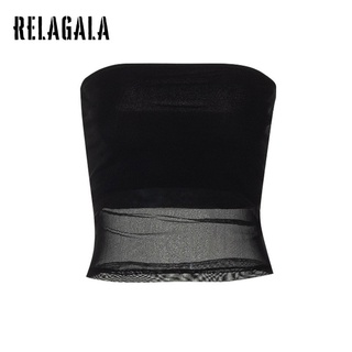 RelaGala Women's   Fashion Sexy Solid Color Mesh Slim Fit Tube Top