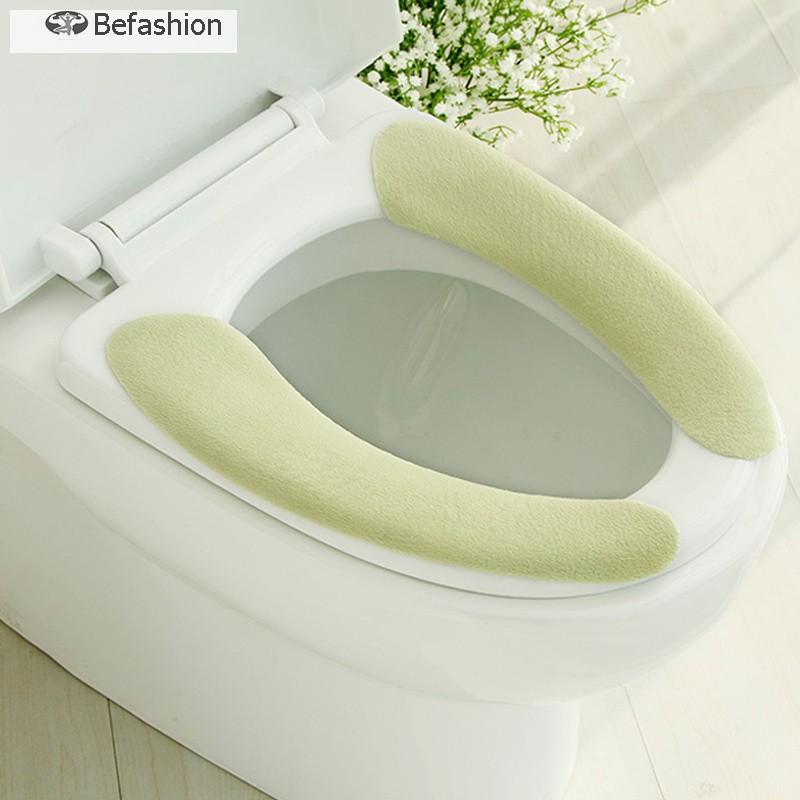 Bf 1 Pair Toilet Seat Covers Pad Cushion Stickers Fuzzy Warmer