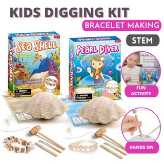 Pearl Mining Kit Pearl Digging Kit Kids Mining Kit DIY Dig Beautiful Pearls and Make Your Own Bracelet STEAM Toy Kit for Kids 