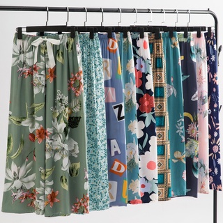 2022 Korean Square Pant Beach Floral Printed Homewear Women Straight Pants Loose Wide Leg Pants Casual Pants