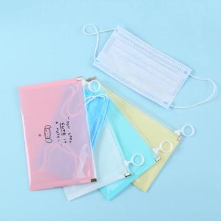 Blue 30 Pieces Waterproof Face Cover Storage Clip Folder Plastic Portable Ear Tie Organizer Case Holder for Daily and Travelling Use