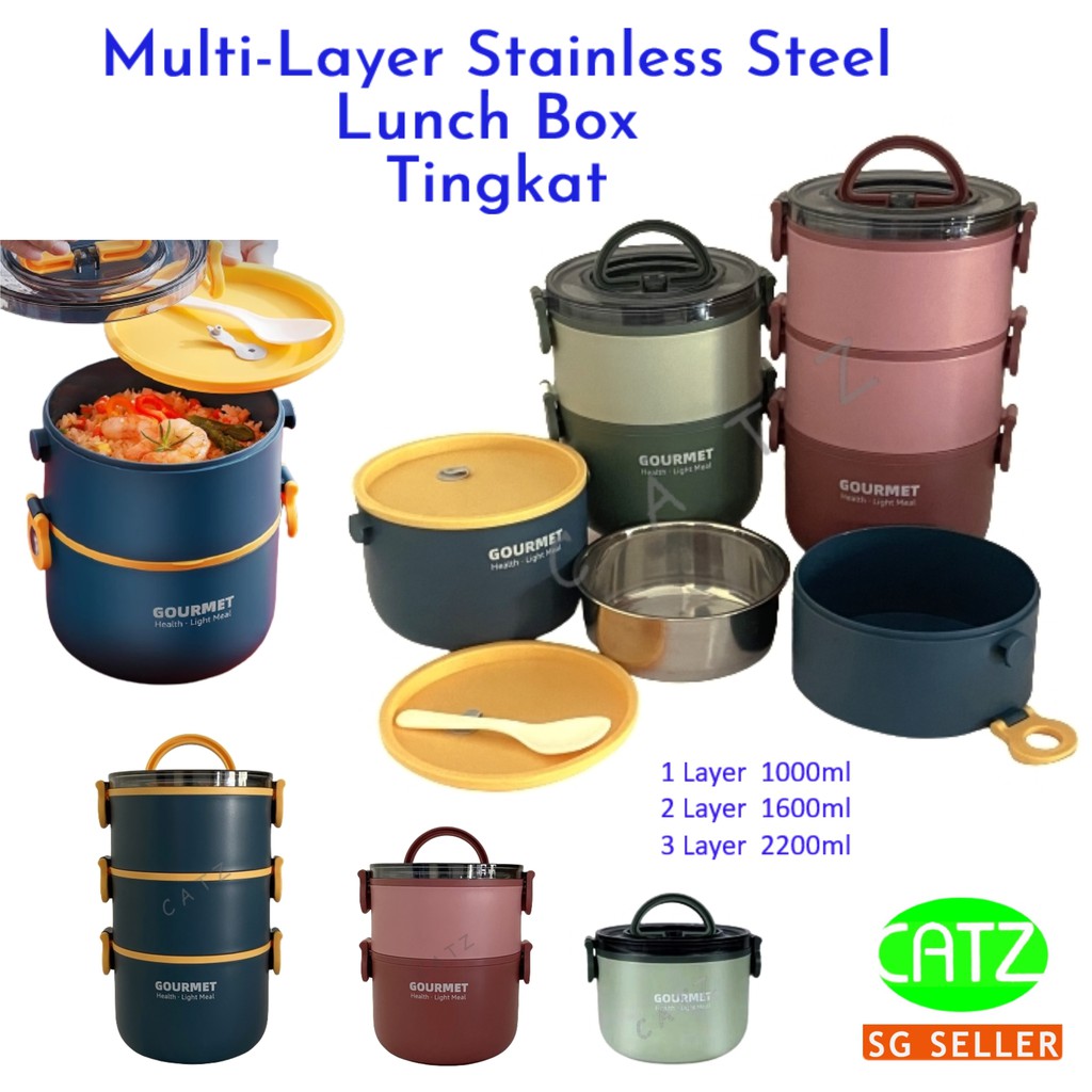 Lunch Box Stainless Steel Tingkat Lunchbox Airtight Leakproof Food