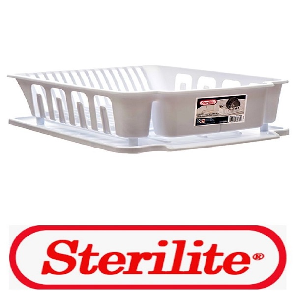 Home Essential Sterilite Large 2 Piece Sink Set / Dish Rack / Dish Drainer / Cutlery Holder