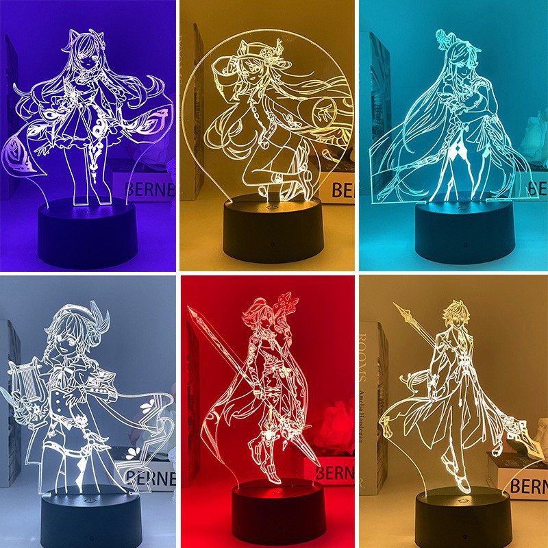 3D Lamp Genshin Impact Lamp Anime Night Light Venti Keqing USB Acrylic