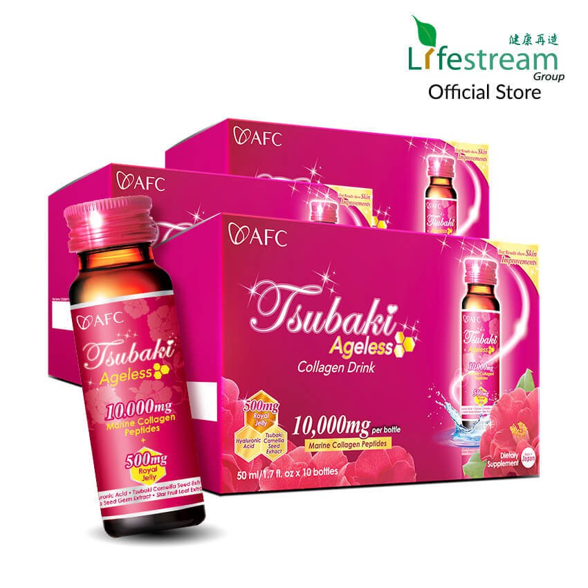 [PRE-ORDER] Bundle of 3 AFC Tsubaki Ageless Collagen Drink 10,000mg 10