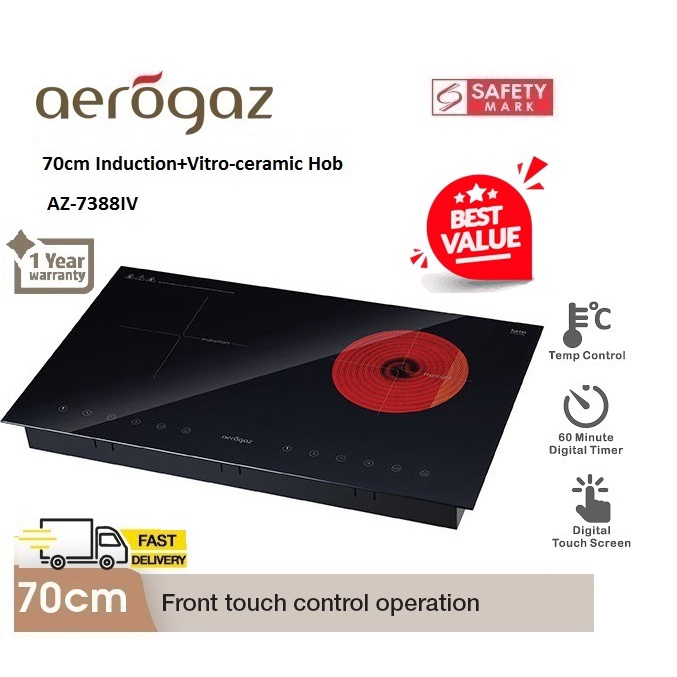 Aerogaz 70cm Induction + Vitro Ceramic Hob AZ7388iV Shopee Singapore
