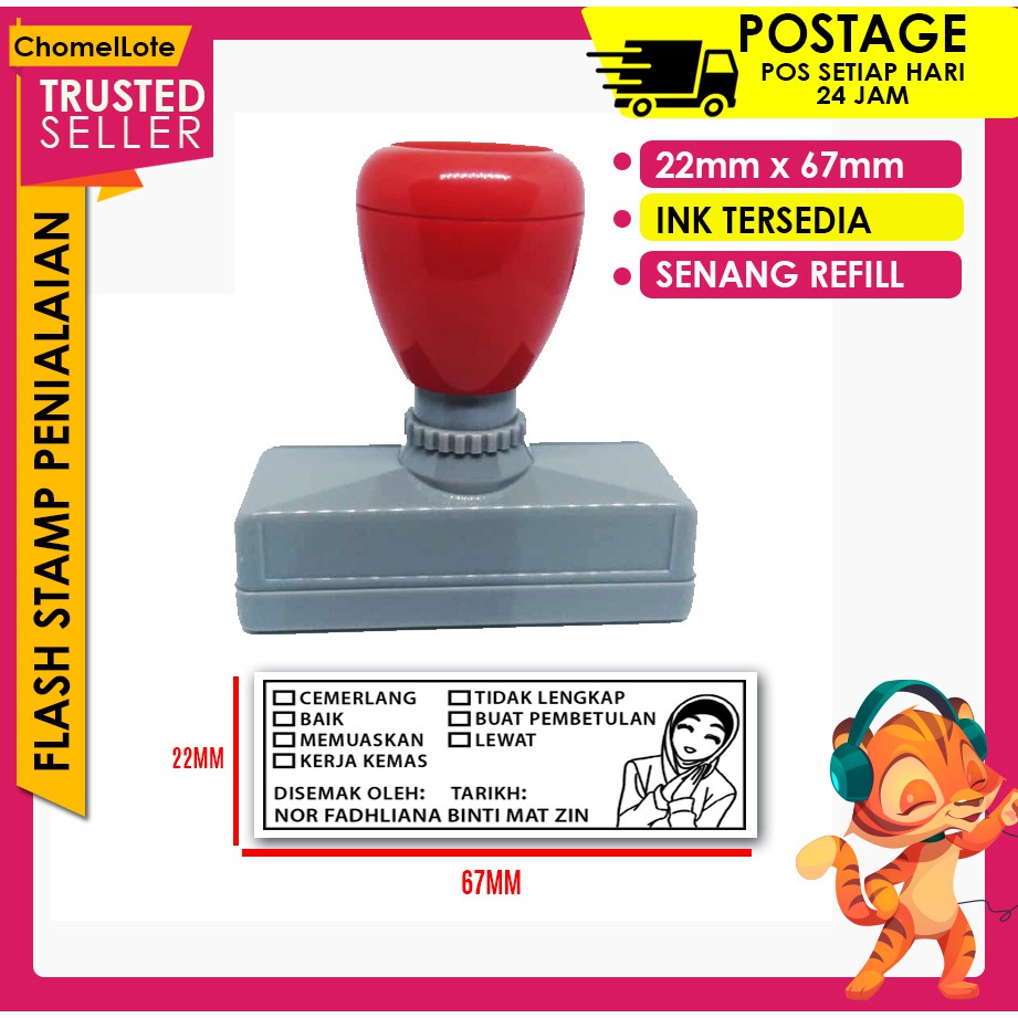 Shop Malaysia Rubber Stamp Cop Teacher Review Teacher Assessment Ready Inked Teacher Cop Bm Arabic Jawi English Selfink Shopee Singapore