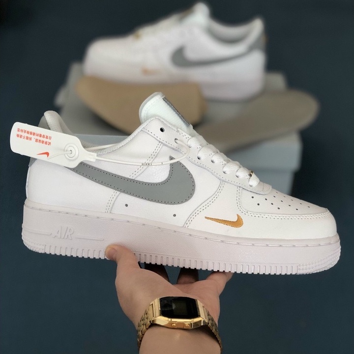 Air FORCE 1 Custom Sneakers With Gray Streaks, AF1, White Gray, Yellow ...