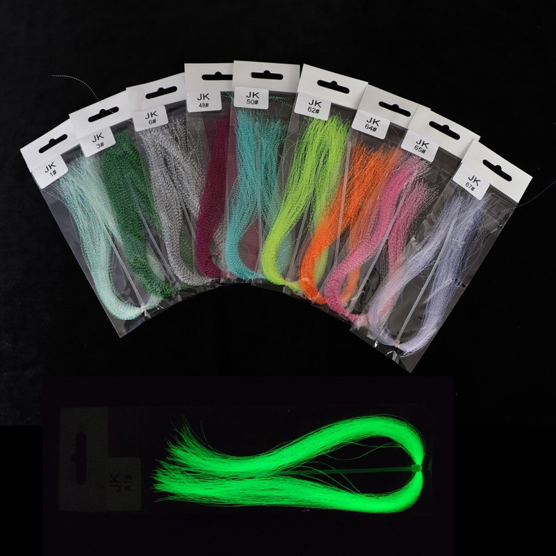 100 root/bundle Holographic Tinsel String Jig Hook Fishing Lure Material J0W0 