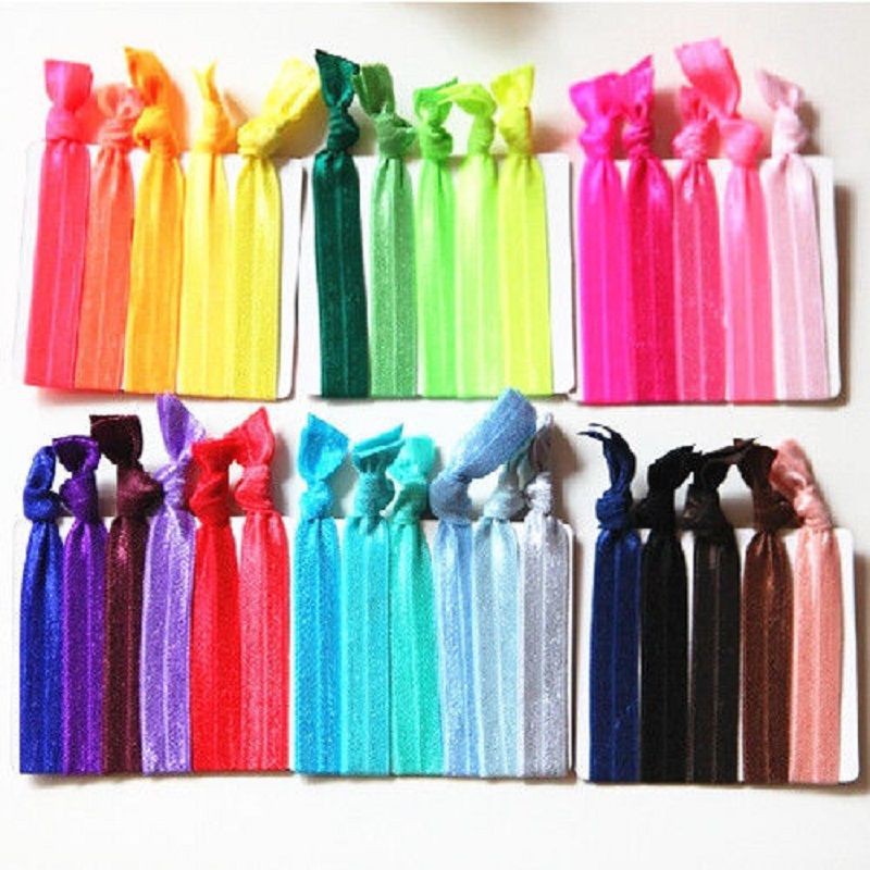30pcs Multicolor Elastic Ponytail Holder Girl Ribbon Hair Ties