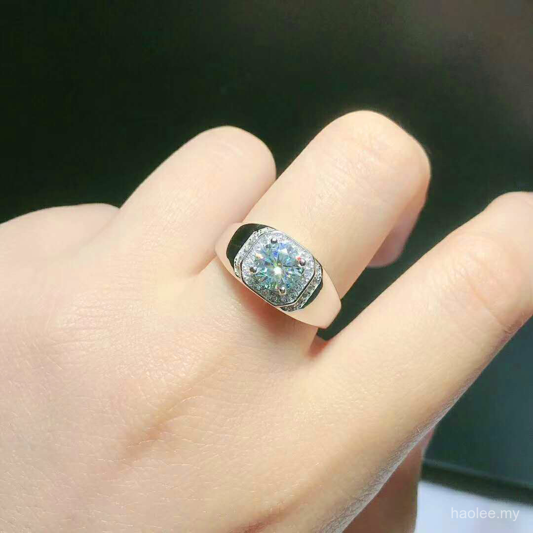 European And American Style News925sterling Silver Diamond Assertive 1 Karat Mo Sang Shi Man S Ring Adjustable Male Ring F9qu Shopee Singapore