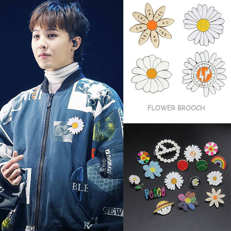 Kpop Bigbang Gd Daisy Brooch Drip Oil Pmo Notch Chrysanthemum Pin Brooch Alloy Clothing Hat Decor Shopee Singapore