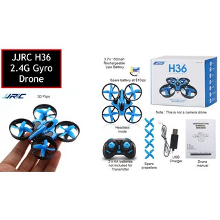 JJRC H36 Mini Drone (suitable for children and indoor flight) 4 channel with propeller guards design 360 flip headless m
