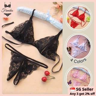 Image of SG Stock Fumiko Sexy Lingerie Lace Bra Set Sleepwear Women Erotic Underwear Bikini G1