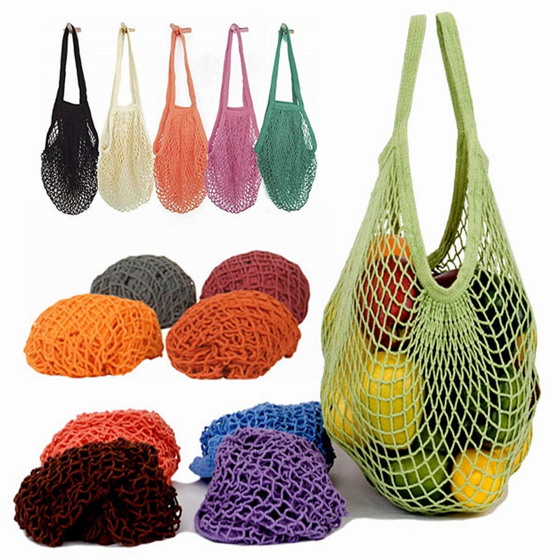 Pop Cotton Tote Mesh Net Woven Mesh Bag String Shopping Grocery Bag Tool 