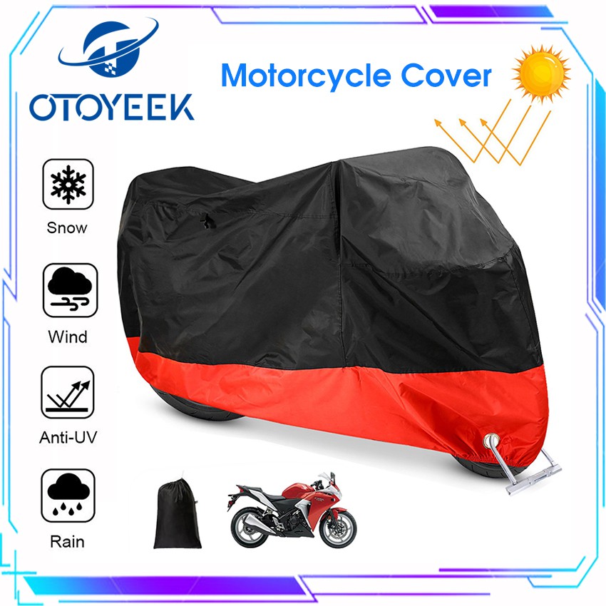 Favoto Waterproof Motorcycle Cover 210D Polyester Motorbike Cover Weatherproof Anti UV Scratch Bird Droppings Heat-Resistant Outdoor Protection Black Size 96.5 x 41x 50 inch 