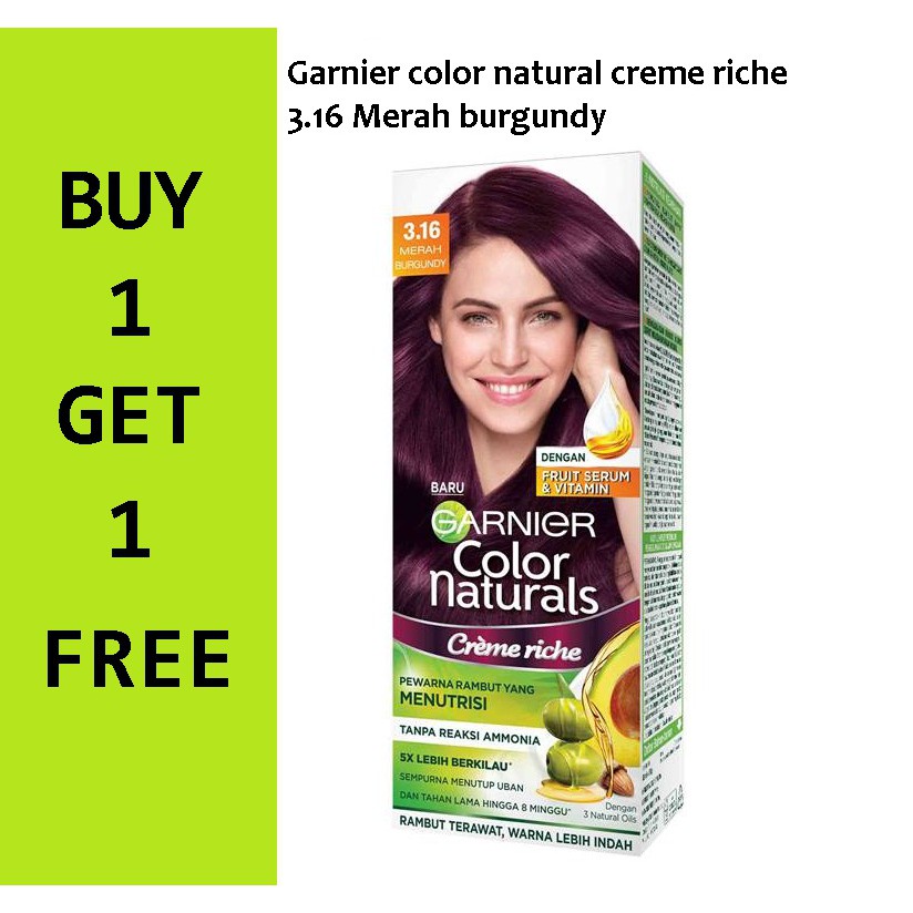 Buy 1 Get 1 Free Garnier Color Natural Creme Riche Kits 3 16 Burgundy Red Shopee Singapore